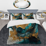 Turquoise And Gold Sculpting Space - Duvet Cover Set