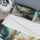 Turquoise And Gold Sculpting Space - Duvet Cover Set