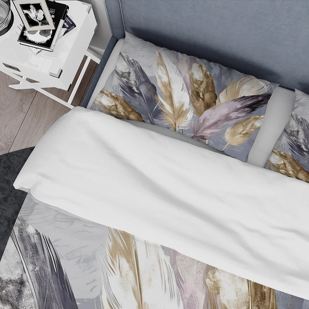 Purple Feather Boho Majesty - Duvet Cover Set