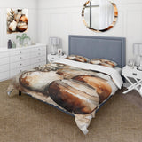 Brown And Cream Earthen Elegant Vase I - Duvet Cover Set