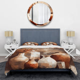 Brown And Cream Earthen Elegant Vase II - Duvet Cover Set