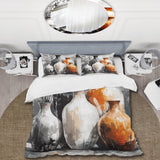 Brown And Grey Earthen Elegant Vase - Duvet Cover Set