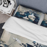 Blue And Cream Whimsical Clay Vase II - Duvet Cover Set