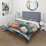 Blue And Orange Artisanal Boho Pottery I - Duvet Cover Set