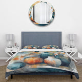 Blue And Orange Artisanal Boho Pottery I - Duvet Cover Set