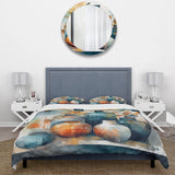 Blue And Orange Artisanal Boho Pottery I - Duvet Cover Set