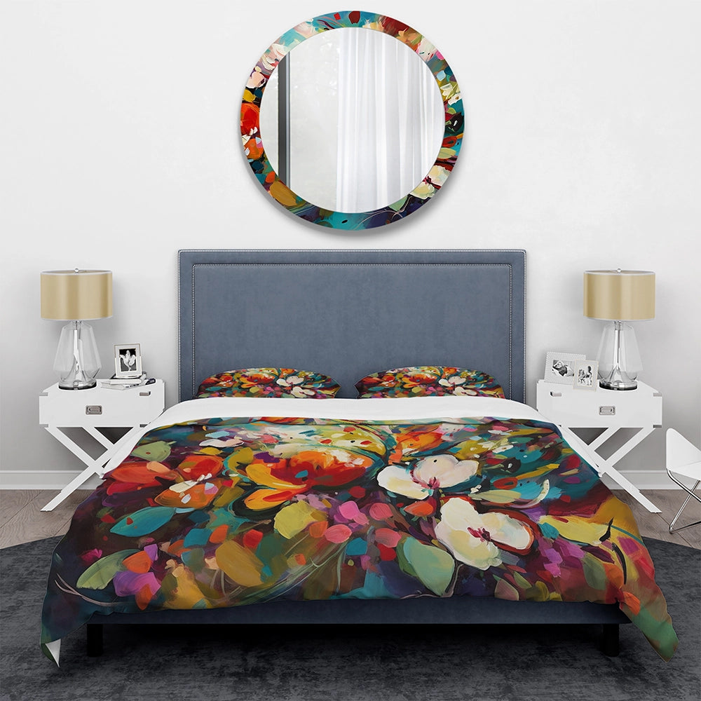 Red Vibrant Garden Symphony III - Duvet Cover Set