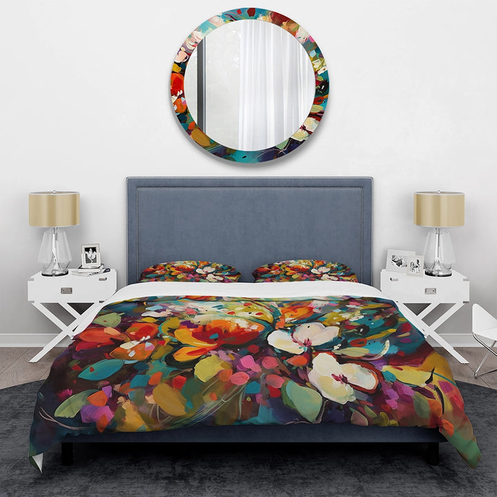 Red Vibrant Garden Symphony III - Duvet Cover Set
