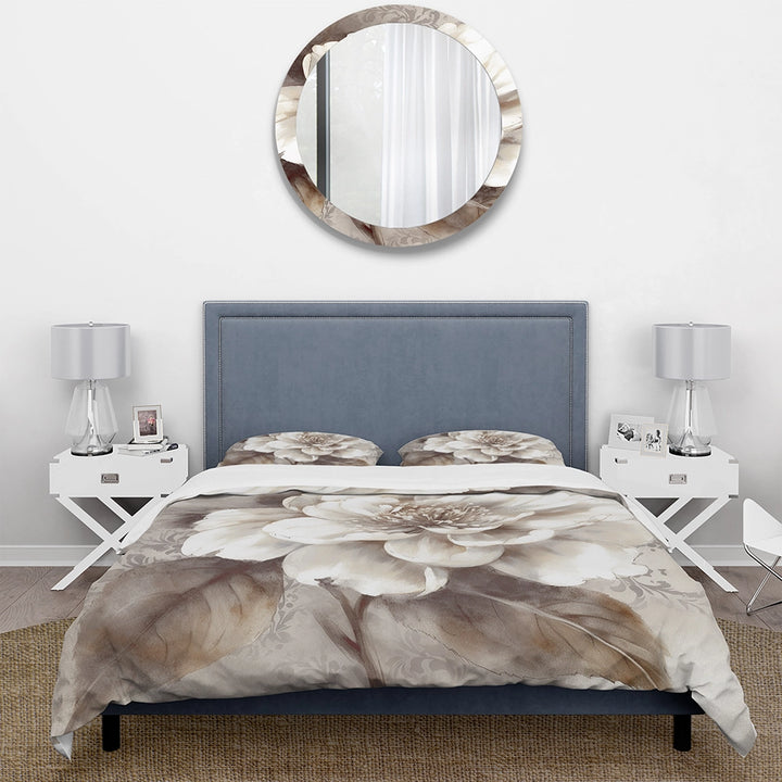 Grey Peonies On Branch III - Duvet Cover Set
