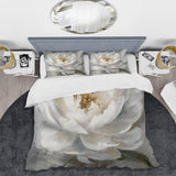 White Grey Peonies Artistry - Duvet Cover Set