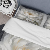 White Grey Peonies Artistry - Duvet Cover Set