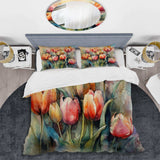 Orange Serenade Of Tulips - Duvet Cover Set