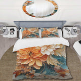 Orange Teal Botanical Whirlwind I - Duvet Cover Set