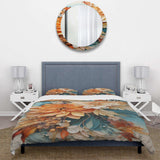 Orange Teal Botanical Whirlwind I - Duvet Cover Set