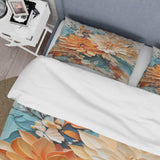 Orange Teal Botanical Whirlwind I - Duvet Cover Set