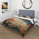 Orange Teal Botanical Whirlwind III - Duvet Cover Set