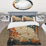 Orange Teal Botanical Whirlwind III - Duvet Cover Set