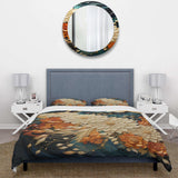 Orange Teal Botanical Whirlwind III - Duvet Cover Set