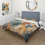 Teal Orange Petal Mosaics II - Duvet Cover Set