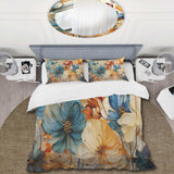 Teal Orange Petal Mosaics II - Duvet Cover Set