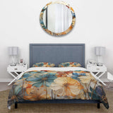 Teal Orange Petal Mosaics II - Duvet Cover Set