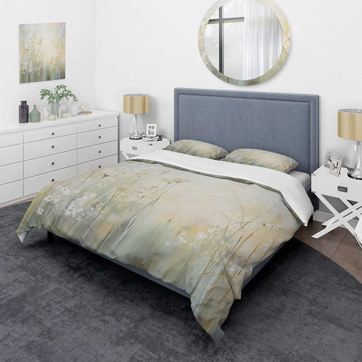 Green Beige Serene Meadows I - Duvet Cover Set