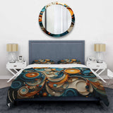 Teal Yellow Abstract Fractal Collage Melodies II - Duvet Cover Set