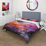 Orange Purple Abstract Fractal Collage Reflections - Duvet Cover Set