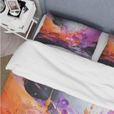 Orange Purple Abstract Fractal Collage Reflections - Duvet Cover Set