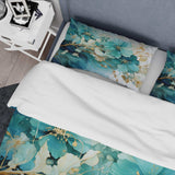 Teal Gold Abstract Fractal Mystic Mirage I - Duvet Cover Set