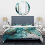 Teal Gold Abstract Fractal Mystic Mirage III - Duvet Cover Set