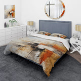 Orange Black Abstract Fractal Impressions - Duvet Cover Set
