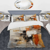 Orange Black Abstract Fractal Impressions - Duvet Cover Set