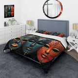 Red African Masks III - Duvet Cover Set