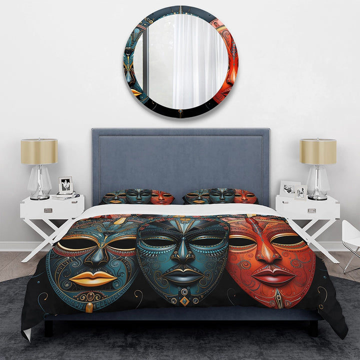 Red African Masks III - Duvet Cover Set