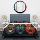 Red African Masks III - Duvet Cover Set