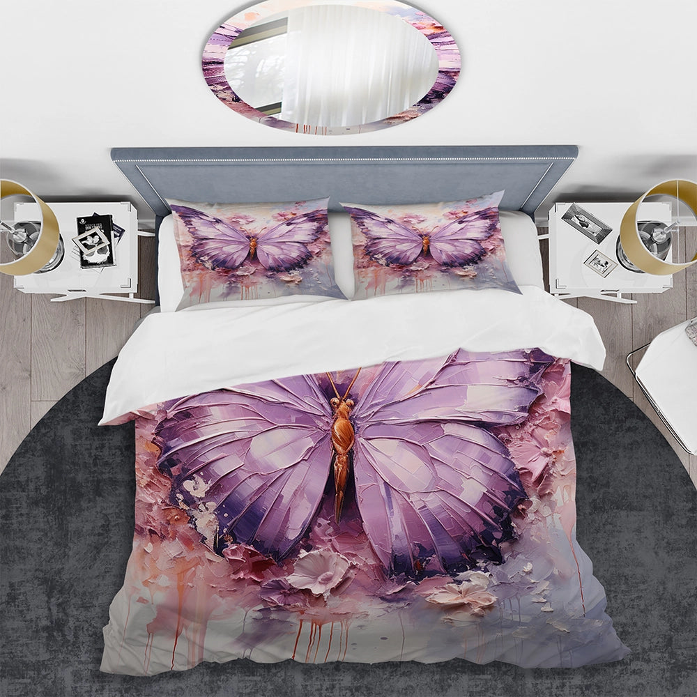 Purple Pink Animal Lavender Butterfly - Duvet Cover Set