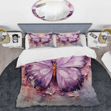 Purple Pink Animal Lavender Butterfly - Duvet Cover Set