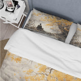 Grey And Yellow Buddhism Enlightened Path II - Duvet Cover Set