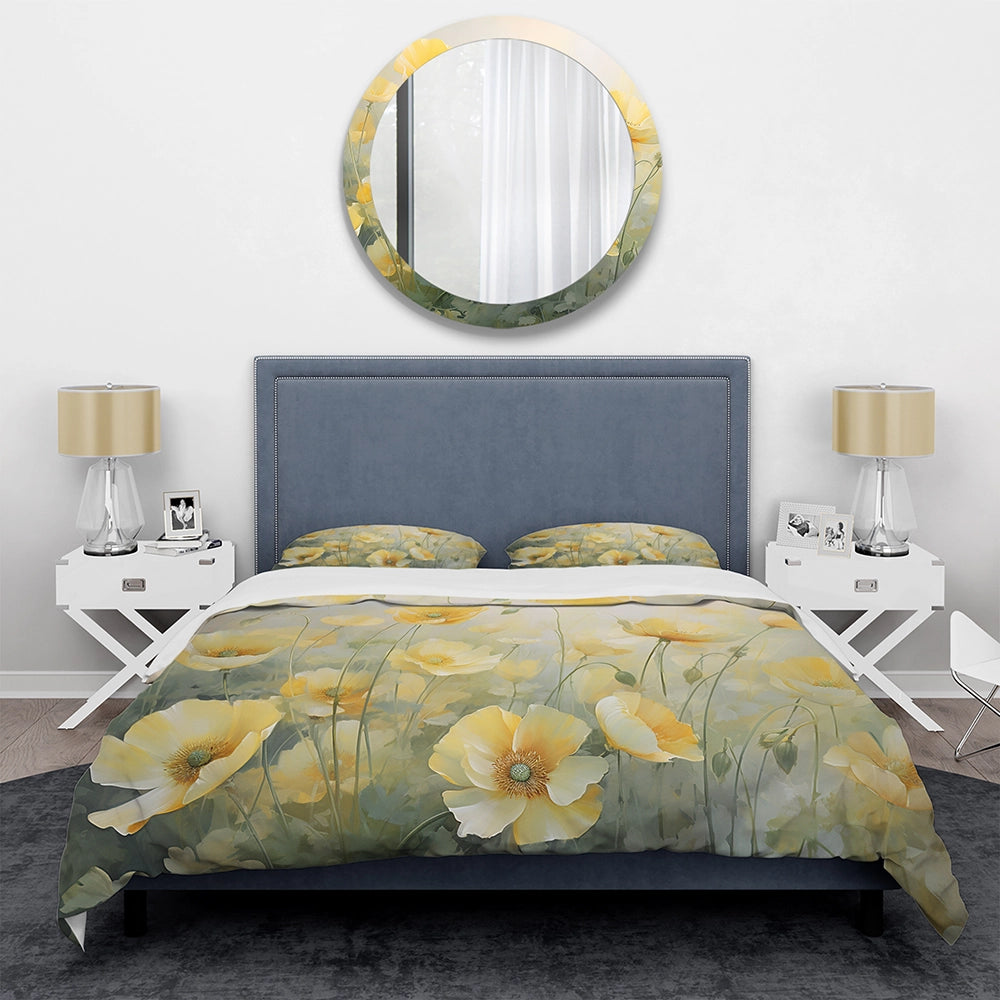White Yellow Buttercups Romantic Impression II - Duvet Cover Set
