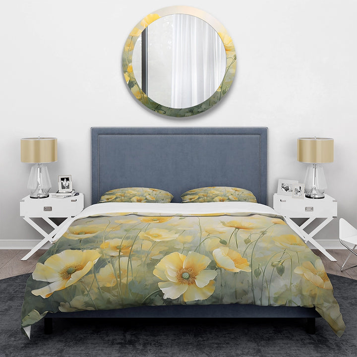 White Yellow Buttercups Romantic Impression II - Duvet Cover Set