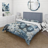 Blue White Butterfly Reflection - Duvet Cover Set