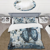 Blue White Butterfly Reflection - Duvet Cover Set