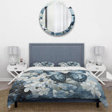 Blue White Butterfly Reflection - Duvet Cover Set