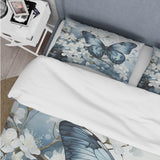 Blue White Butterfly Reflection - Duvet Cover Set