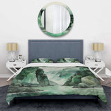 Green 0 Cliff Glacial Symmetry I - Duvet Cover Set