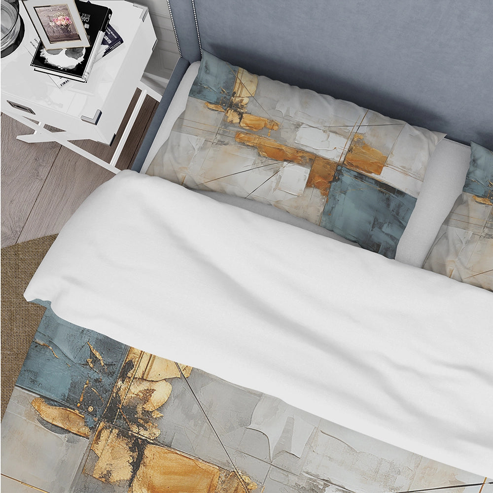 Gold Grey Gleaming Geometry IV - Duvet Cover Set