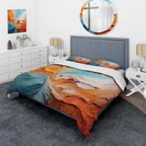 Teal Orange Bold Abstract Flow Collage I - Duvet Cover Set