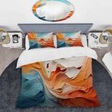 Teal Orange Bold Abstract Flow Collage I - Duvet Cover Set