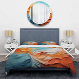 Teal Orange Bold Abstract Flow Collage I - Duvet Cover Set